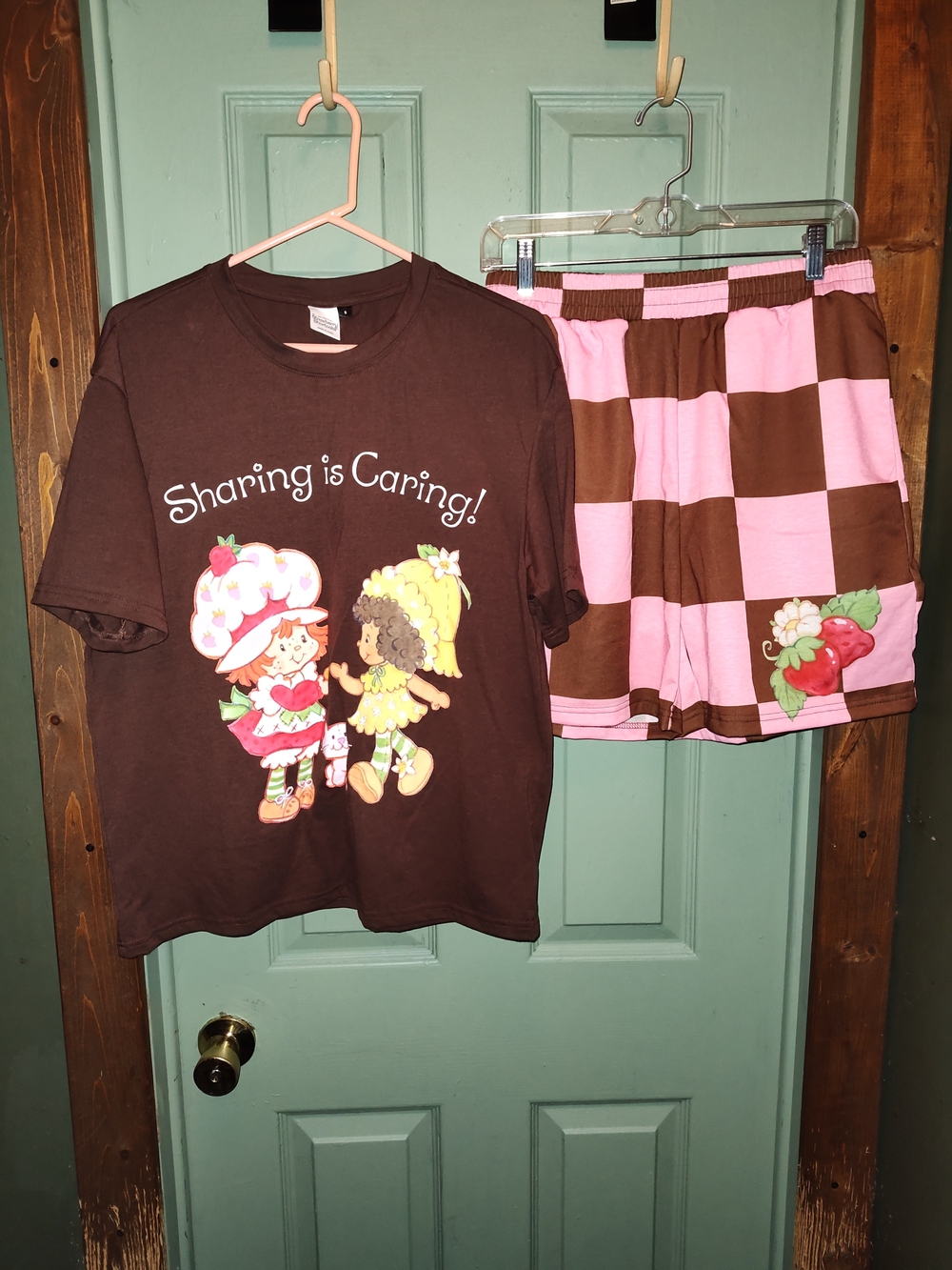 Chocolate Brown & Pink Strawberry Shortcake Shorts Set